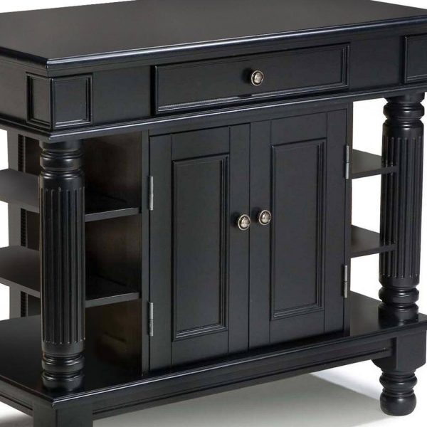 Americana Black Kitchen Island With Storage