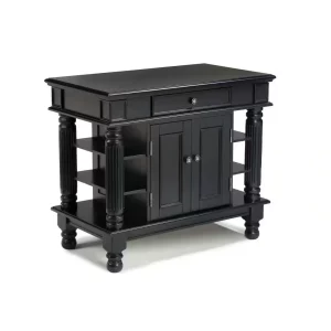 Americana Black Kitchen Island With Storage