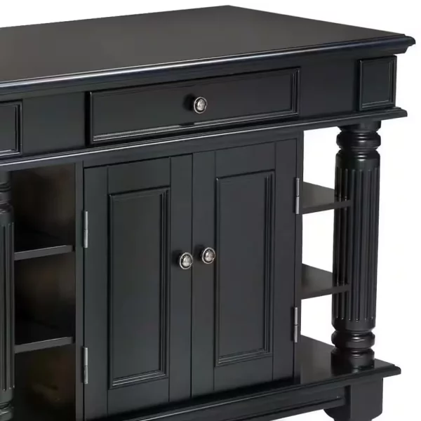 Americana Black Kitchen Island With Storage
