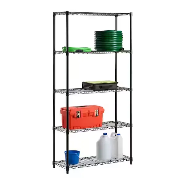 Black 5-Tier Steel Garage Storage Shelving Unit (36 in. W x 72 in. H x 18 in. D)