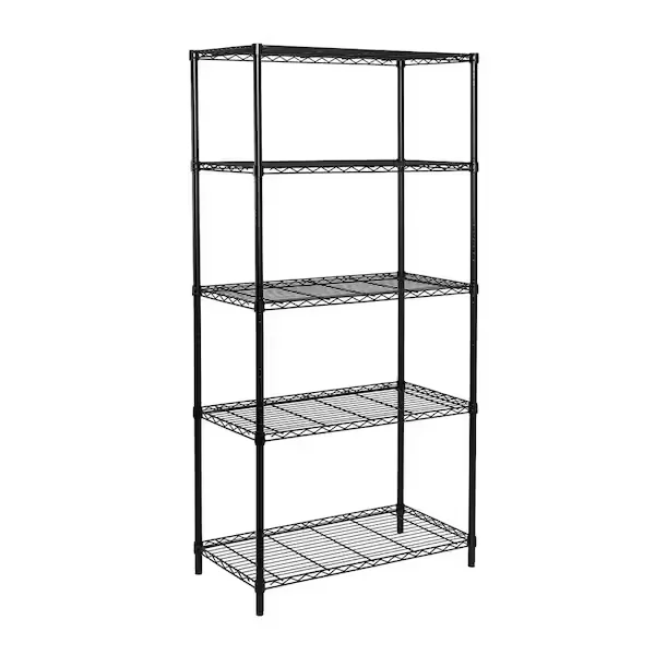 Black 5-Tier Steel Garage Storage Shelving Unit (36 in. W x 72 in. H x 18 in. D)