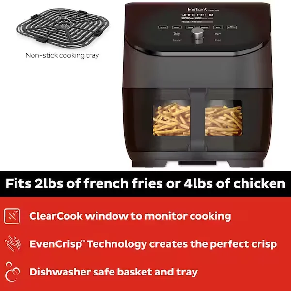 Instant Vortex Plus 6 qt. Black Air Fryer with ClearCook