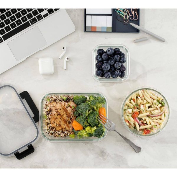 JoyFul 24-Piece Black Glass Storage Containers with Leakproof Lids Set