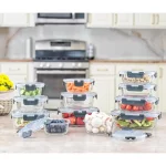 JoyFul 24-Piece Black Glass Storage Containers with Leakproof Lids Set
