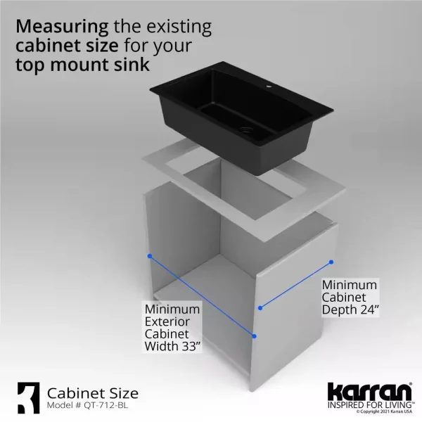 Drop-In Quartz Composite 33 in. 1-Hole Single Bowl Kitchen Sink in Black