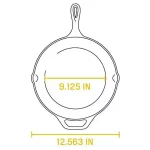 12 in. Cast Iron Skillet in Black with Pour Spout