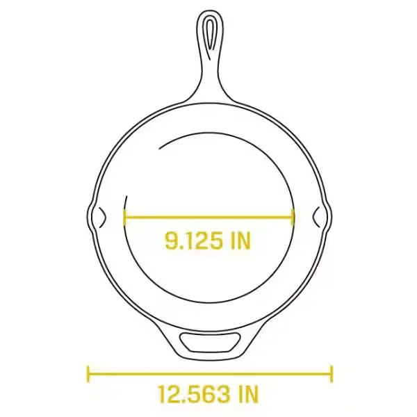 12 in. Cast Iron Skillet in Black with Pour Spout