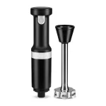 Cordless Variable Speed Black Matte Hand Blender with Chopper and Whisk Attachment