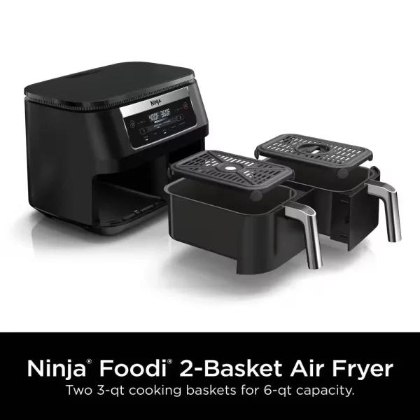 Foodi 6 qt. 5 in-1 2-Basket Black Air Fryer with DualZone Technology DZ090