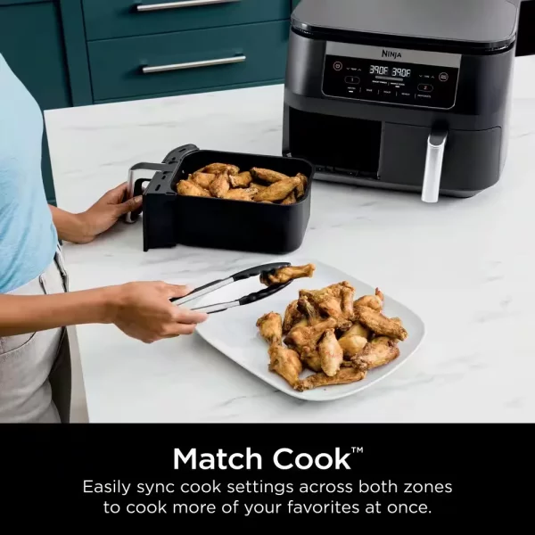 Foodi 6 qt. 5 in-1 2-Basket Black Air Fryer with DualZone Technology DZ090