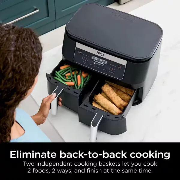 Foodi 6 qt. 5 in-1 2-Basket Black Air Fryer with DualZone Technology DZ090