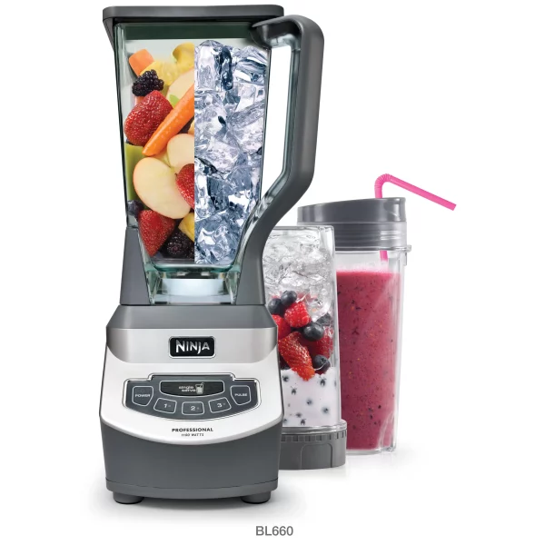 Nutri Ninja 72 oz. 3-Speed Black Professional Blender with 2 Single Serve Cups (BL660)