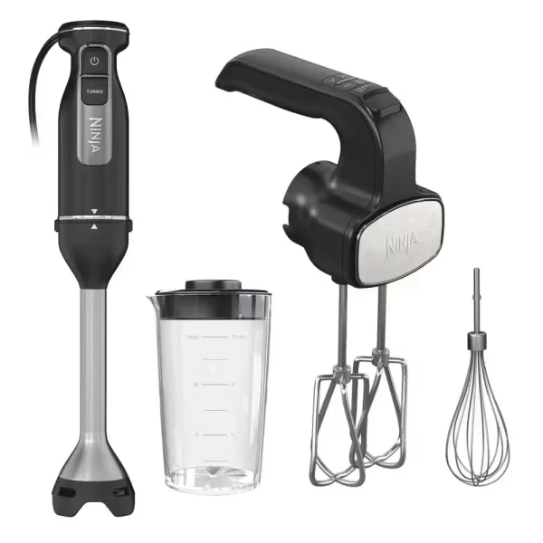 Foodi Power Mixer System, 5-Speed Black Immersion Blender and Hand Mixer CI101