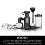 Foodi Power Mixer System, 5-Speed Black Immersion Blender and Hand Mixer CI101