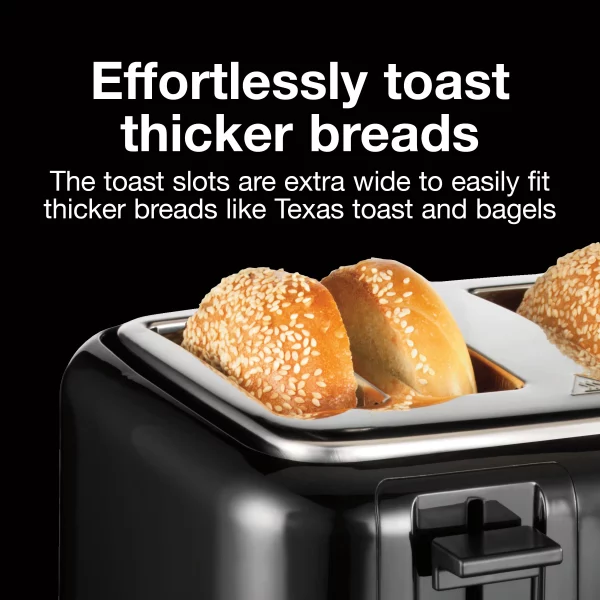 4-Slice Black Wide Slot Toaster with Crumb Tray and Automatic Shut-Off