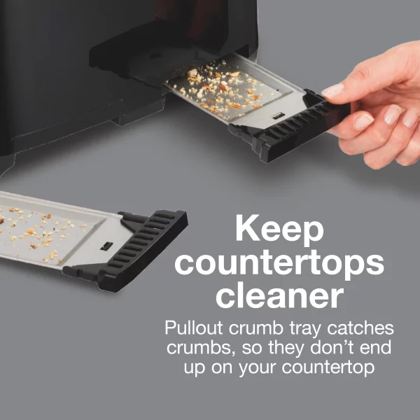 4-Slice Black Wide Slot Toaster with Crumb Tray and Automatic Shut-Off