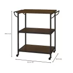 Blake Industrial Black Metal Frame Rolling Kitchen Cart with 3 Walnut Accent Storage Shelves (32" W)