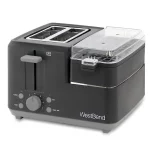 Breakfast Station 2-Slice Black Wide Slot Toaster with Removable Crumb Tray