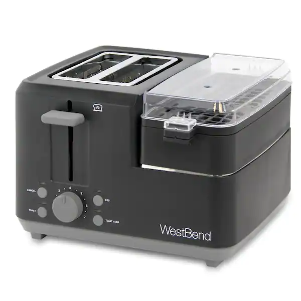 Breakfast Station 2-Slice Black Wide Slot Toaster with Removable Crumb Tray