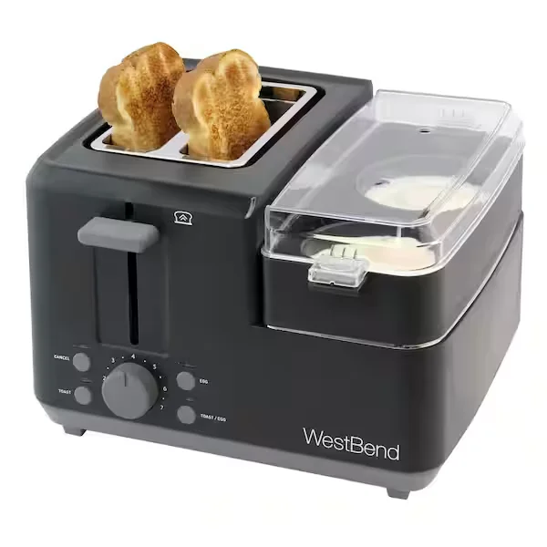 Breakfast Station 2-Slice Black Wide Slot Toaster with Removable Crumb Tray