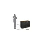 Brookshire Black Kitchen Cart with Natural Wood Top