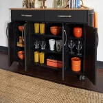 Brookshire Black Kitchen Cart with Natural Wood Top