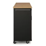 Brookshire Black Kitchen Cart with Natural Wood Top