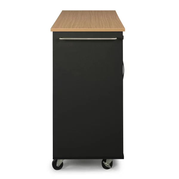 Brookshire Black Kitchen Cart with Natural Wood Top