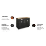 Brookshire Black Kitchen Cart with Natural Wood Top