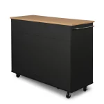 Brookshire Black Kitchen Cart with Natural Wood Top