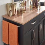 Brookshire Black Kitchen Cart with Natural Wood Top