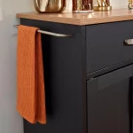 Brookshire Black Kitchen Cart with Natural Wood Top