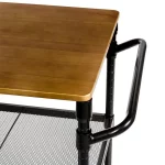 Black Kitchen Cart with Natural Wood Top