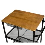 Black Kitchen Cart with Natural Wood Top