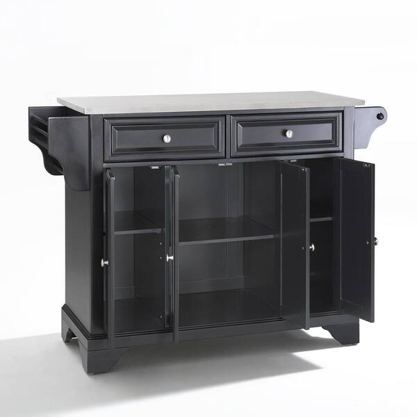 Lafayette Black Kitchen Island with Stainless Steel Top