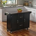 Dolly Madison Black Kitchen Cart with Stainless Top