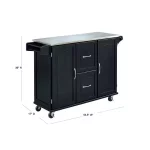 Dolly Madison Black Kitchen Cart with Stainless Top