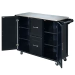 Dolly Madison Black Kitchen Cart with Stainless Top