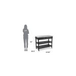 Savannah Black Kitchen Cart with Stainless Top