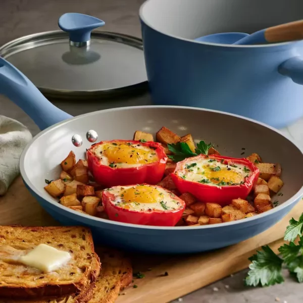 14-Piece Ceramic Cookware Set in Blue