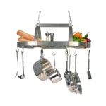 2-Light Brushed Nickel Kitchen Pot Rack Light with Hooks