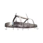 2-Light Brushed Nickel Kitchen Pot Rack Light with Hooks