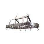 2-Light Brushed Nickel Kitchen Pot Rack Light with Hooks