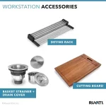 Siena Stainless Steel 16-Gauge 33 in. Single Bowl Drop-In Workstation Kitchen Sink