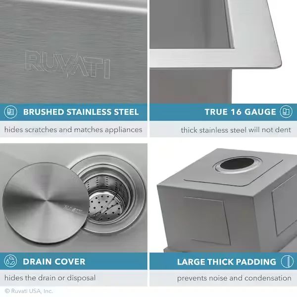 Siena Stainless Steel 16-Gauge 33 in. Single Bowl Drop-In Workstation Kitchen Sink