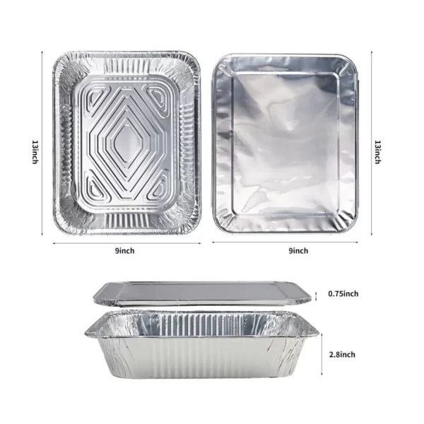 Aluminum Foil Pans with Lids -FOUKUS 9x13 Disposable Foil Pans with Covers - 10 Pack Food Containers Great for Baking, Cooking, Heating, Storing, Prepping Food