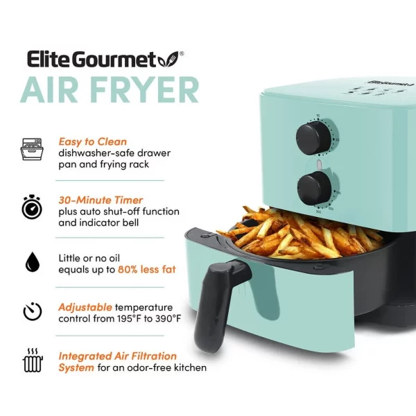 New Elite Gourmet 1 Quart Compact Air Fryer, Black