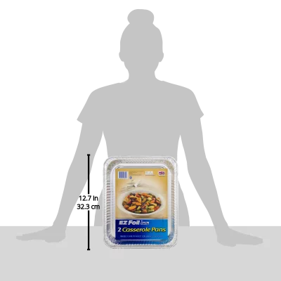 EZ Foil Disposable Casserole Pans, 11.75 x 11.25 inch, 2 Count