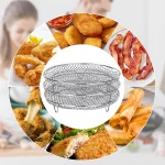 Round Air Fryer Basket Stainless Steel Air Fryer Accessories Air Fryer Racks Three Layer Stackable Dehydrator Racks Fit for 4.2Qt, 5.3Qt, 5.5Qt, 5.8Qt, 6.8Qt Air Fryer