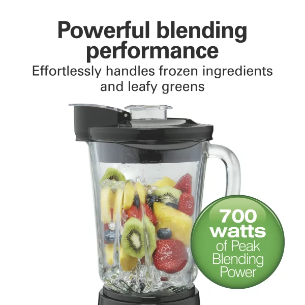Hamilton Beach Wave Action Blender for Shakes and Smoothies, 48 oz. capacity, Glass Jar, Black, 53521
